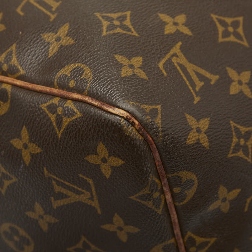 LOUIS VUITTON Authentic Brown Monogram Leather Keepall 55 Boston Bag - Picture 6 of 12